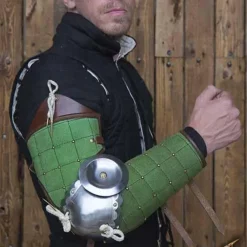 Epic Armoury 15. århundrede Stållæderarmbeskyttere, Grøn
