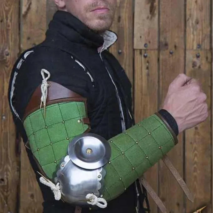 Epic Armoury 15. århundrede Stållæderarmbeskyttere, Grøn 1 Epic Armoury 15. århundrede Stållæderarmbeskyttere, Grøn