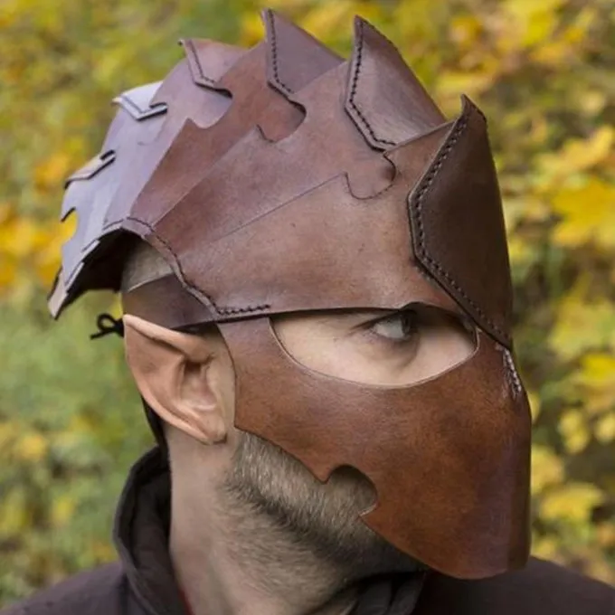 Epic Armoury Assassin Hjelm, Brun Læder, LARP 2 Epic Armoury Assassin Hjelm, Brun Læder, LARP - Billede 2