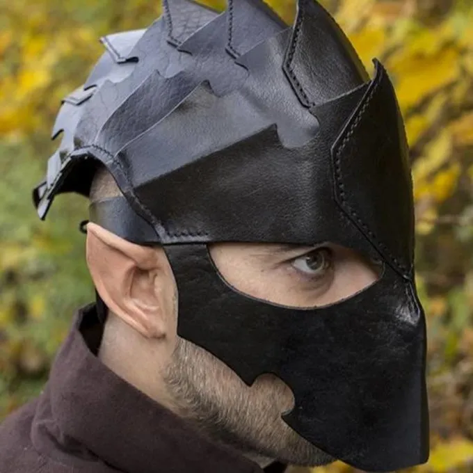 Epic Armoury Assassin Hjelm, Sort Læder, LARP 2 Epic Armoury Assassin Hjelm, Sort Læder, LARP - Billede 2