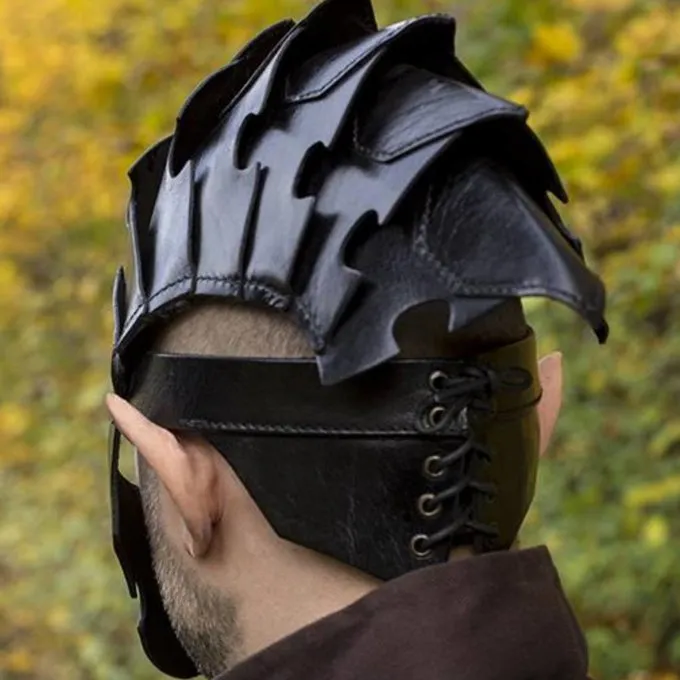 Epic Armoury Assassin Hjelm, Sort Læder, LARP 3 Epic Armoury Assassin Hjelm, Sort Læder, LARP - Billede 3