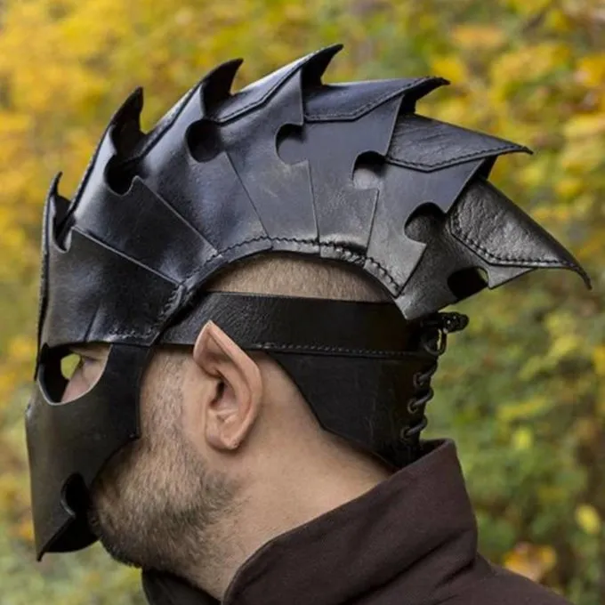 Epic Armoury Assassin Hjelm, Sort Læder, LARP 4 Epic Armoury Assassin Hjelm, Sort Læder, LARP - Billede 4