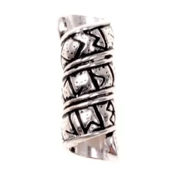 Germansk Skæg / Hår Perle Med Rune Indskrift, Forsølvede