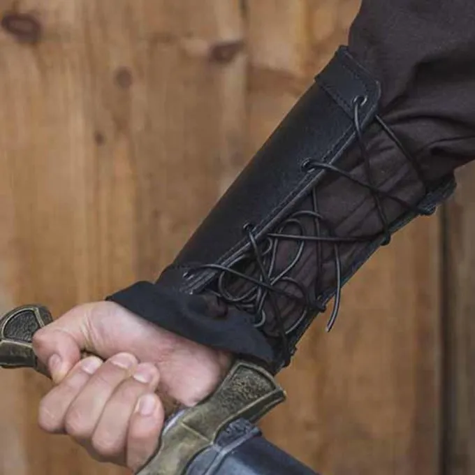 Epic Armoury Læder Armskinner Warrior, Sort, Par 2 Epic Armoury Læder Armskinner Warrior, Sort, Par - Billede 2