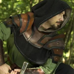 Epic Armoury Læder Skulder & Nakke Rustning, Brun-sort -Celtic Web Merchant Store laeder skulder nakke rustning brun sort 2