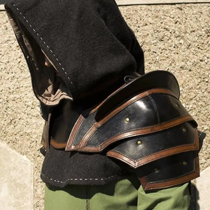 Epic Armoury Læder Skulder & Nakke Rustning, Sort-brun 2 Epic Armoury Læder Skulder & Nakke Rustning, Sort-brun - Billede 2