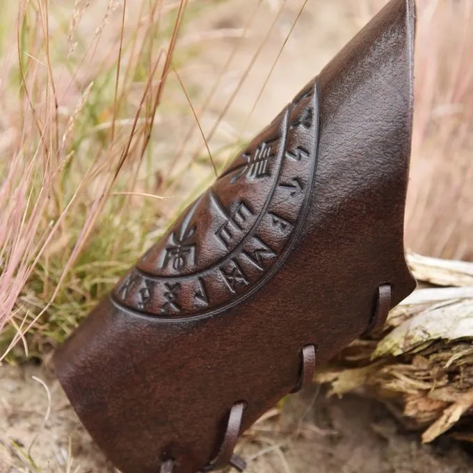 Deepeeka Læder Vambrace Med Vegvisir 3 Deepeeka Læder Vambrace Med Vegvisir - Billede 3