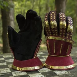 Epic Armoury Luksuriøse Timeglas Handsker, Rød-guld -Celtic Web Merchant Store luksuriose timeglas handsker rod guld 5