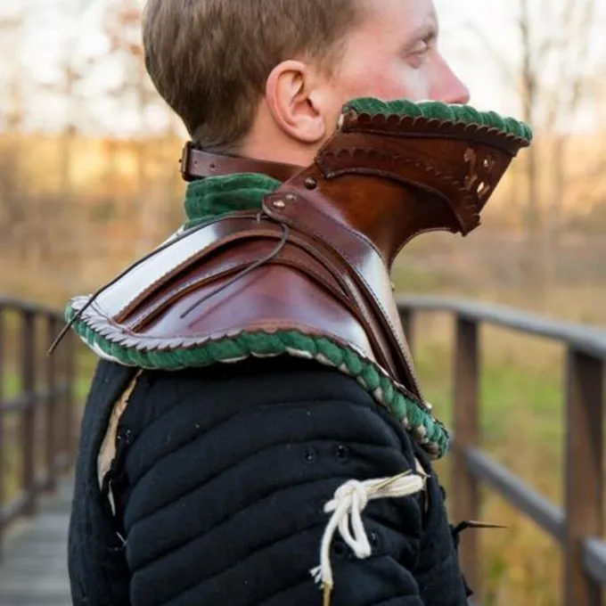 Epic Armoury Noble Læder Gorget, Grøn 4 Epic Armoury Noble Læder Gorget, Grøn - Billede 4