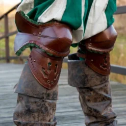 Epic Armoury Par Læder Poleyns, Brun-grøn -Celtic Web Merchant Store par laeder poleyns brun gron 3