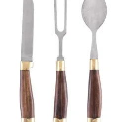 Træ Bestik Sæt Med Posen, Rustfrit Stål