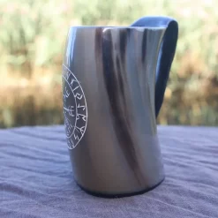 Epic Armoury Viking Horn Kop Vegvisir Lys 0,5L -Celtic Web Merchant Store viking horn kop vegvisir lys 05l 2